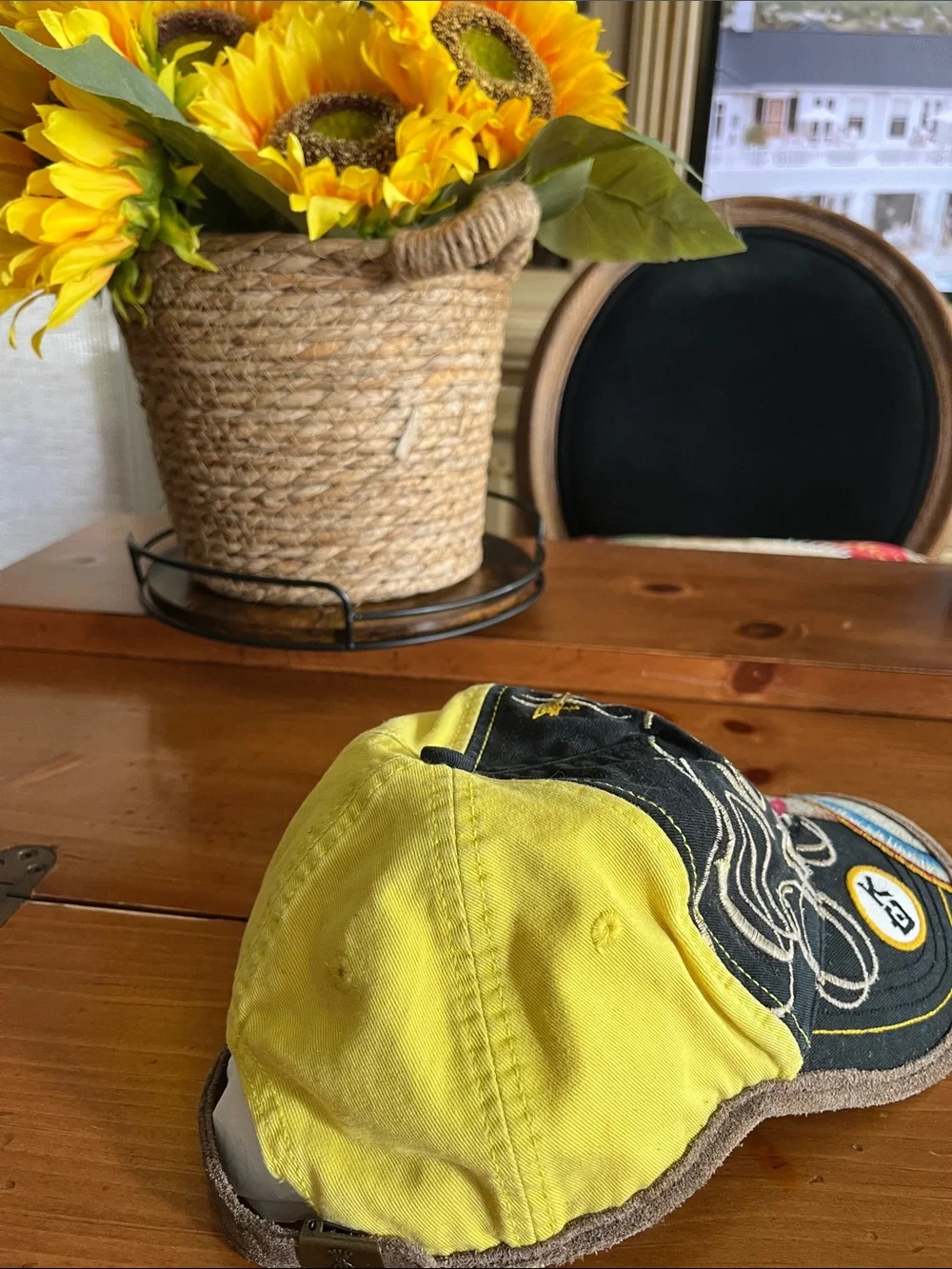 Christian Audigier Yellow and Black Embroidered Graphic Baseball Cap